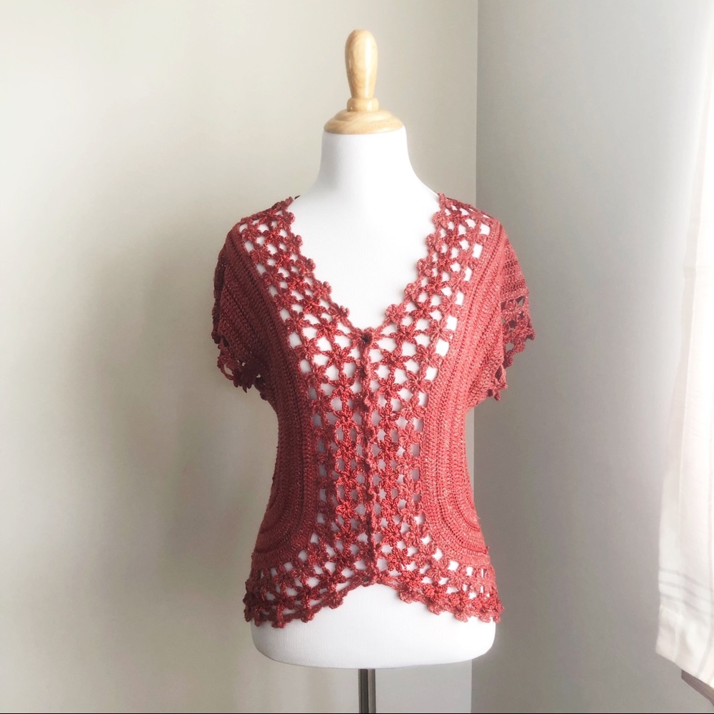 Anthropologie | Tabitha crochet short-sleeve top